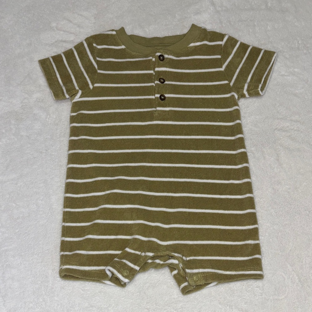 George Striped Green and White Baby Romper 6-12 months baby boy clothing